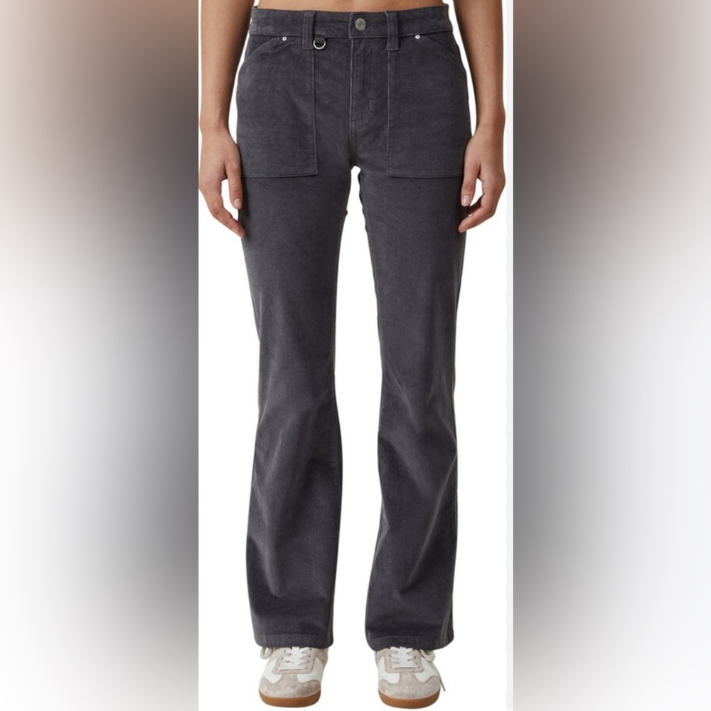NWT COTTON:ON Graphite Gray Corduroy Bootleg Flare Jean Plus Size 20 49x31